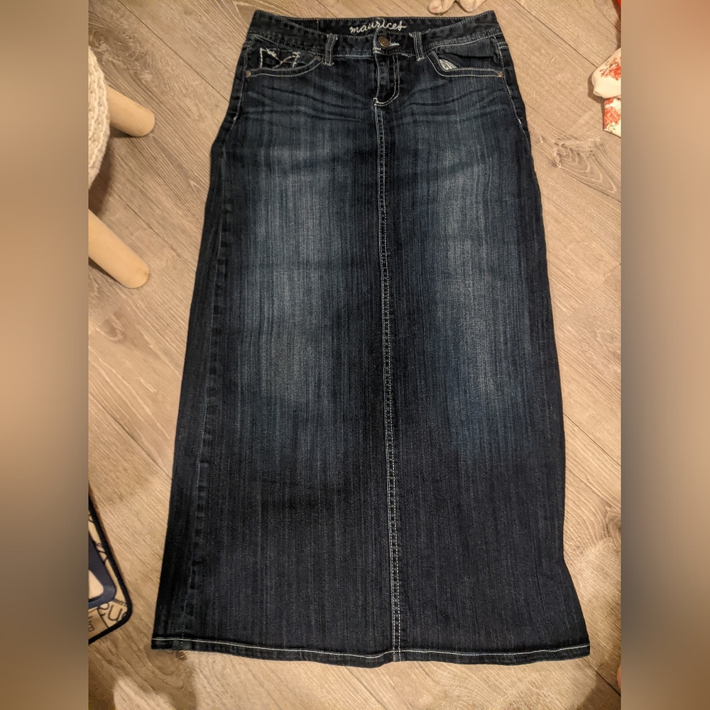 Long denim skirt
